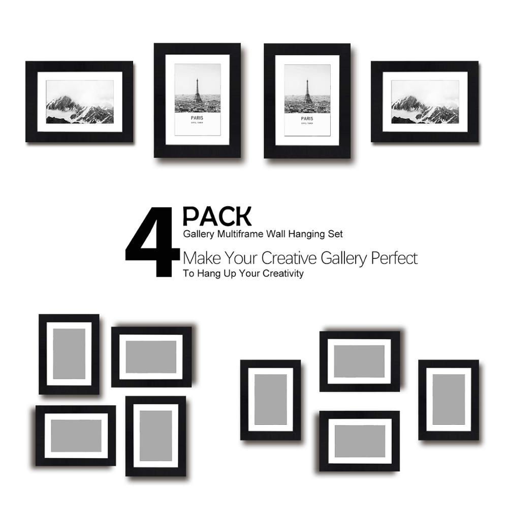 Amazon eBay хит продаж, черная фоторамка для мальчика и девочки, набор из 4 картин, 5x7 дюймов, фоторамка, коврик, окно для фото 3,5x5 дюймов