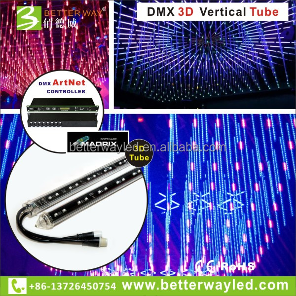 DMX512 контроллер 3D вертикальные трубки высота gray65536 16bit светодиодные трубки для ночного клуба