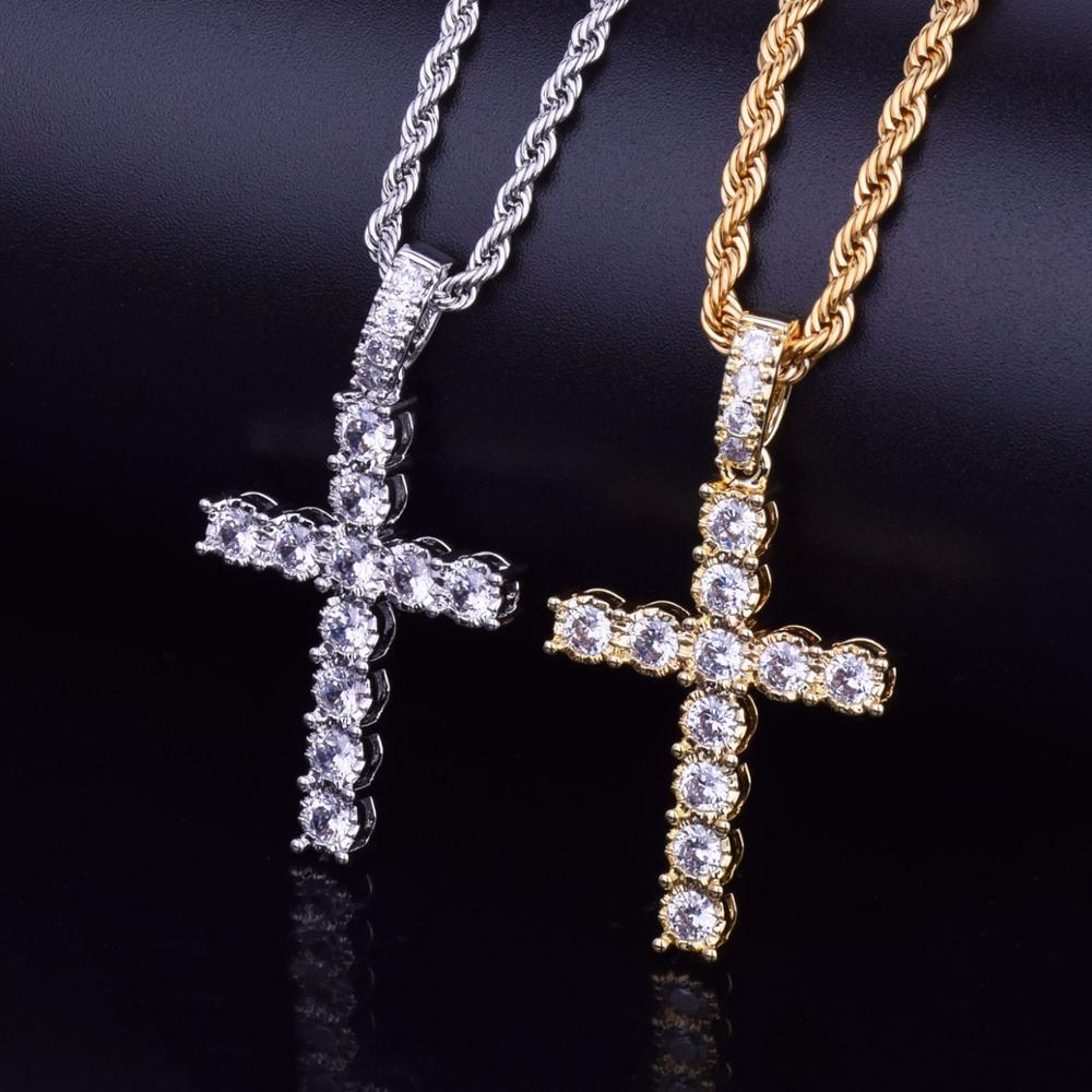 Мода золотой Цирконий крест кулон Золото Серебро Медь Материал Bling Циркон крест кулоны ожерелья для мужчин женщины ювелирные изделия