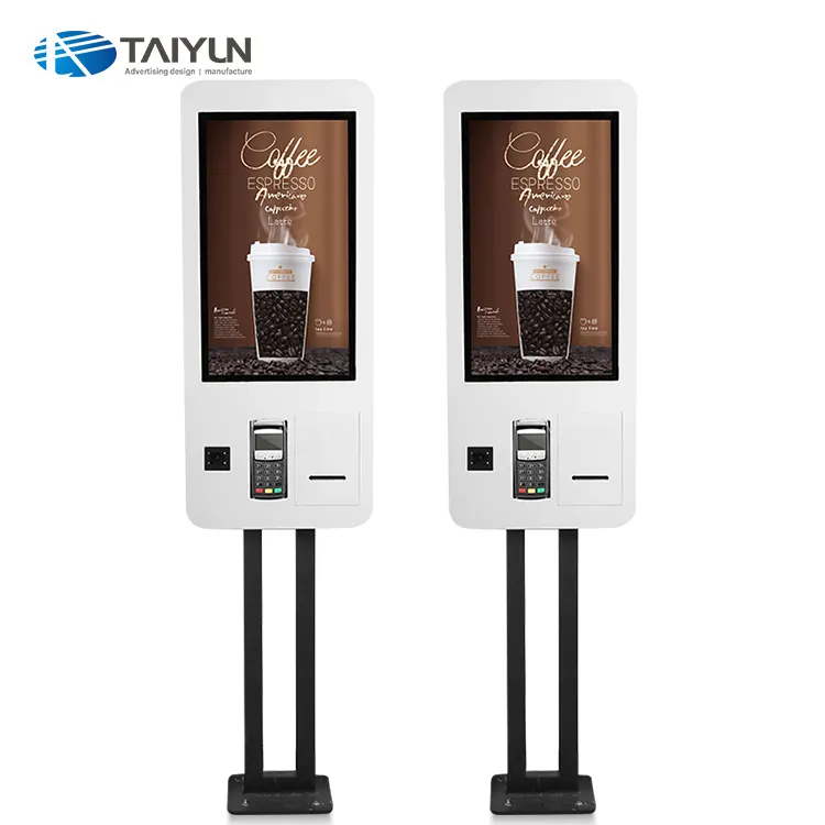 Fast food restaurant self service touch screen kiosk 27 inch self order payment kiosk