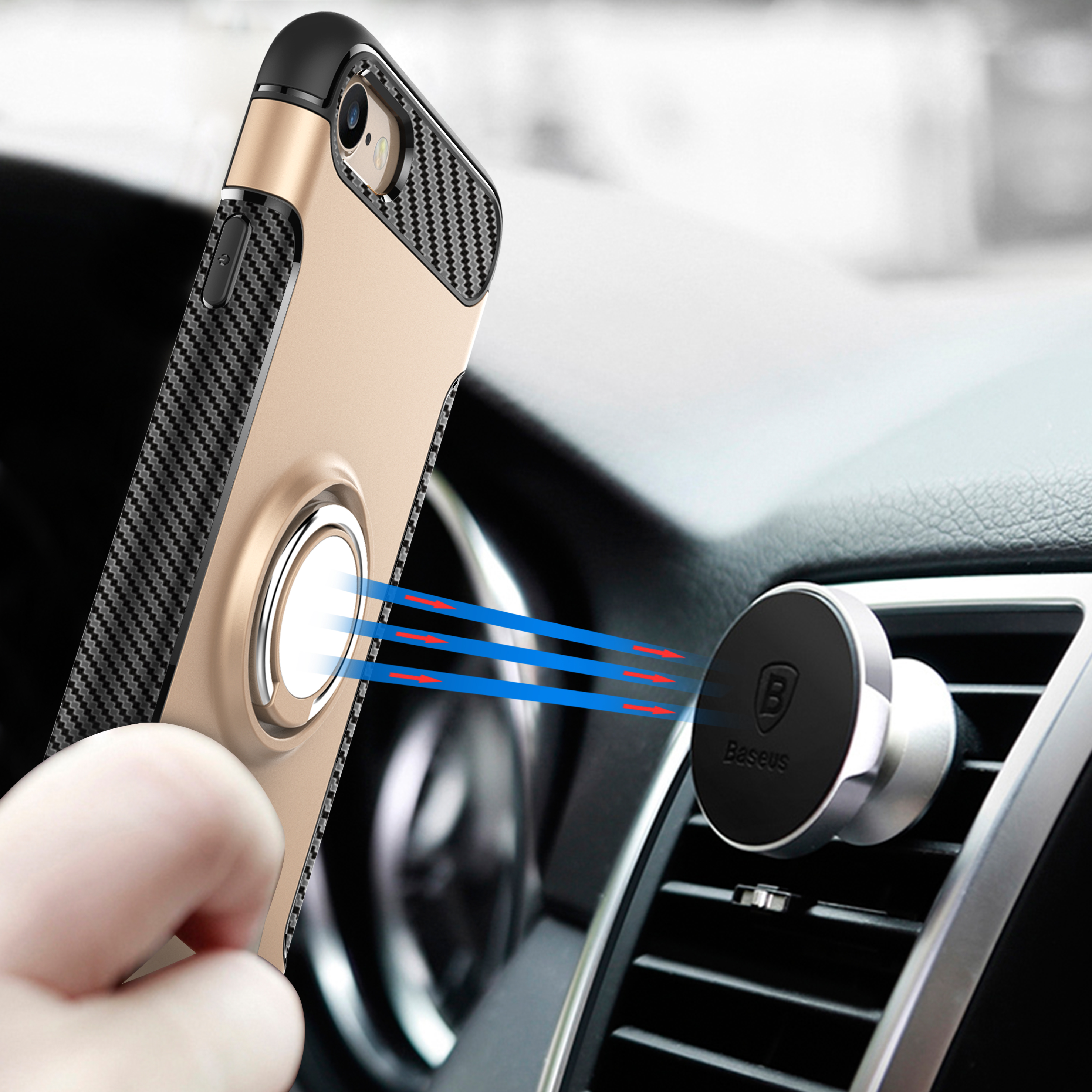 Заводская цена, Магнитный чехол с кольцом 360 для iphone 7, тонкий армированный чехол для телефона iphone 7