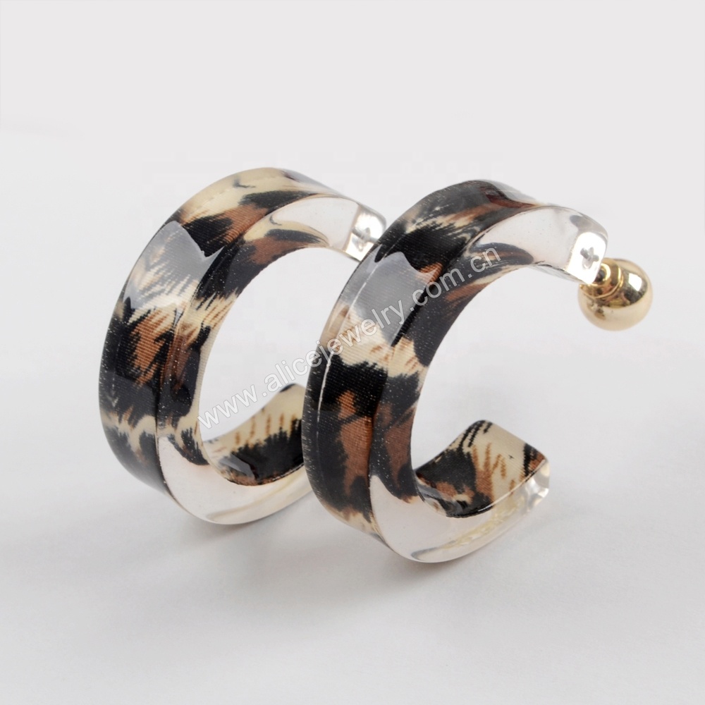 WX982 2019 trending серьги из смолы с леопардовым принтом, серьги в виде черепахи