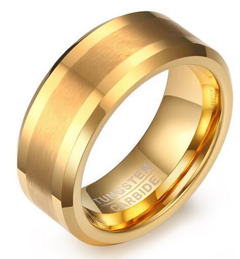 Original simple ring wholesale 8MM Tungsten carbide brush Ring 18K god plating Men tungsten band