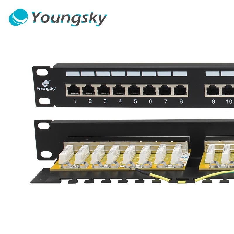 Cat5e 24 порта 1U ethernet Патч-панель щит FTP