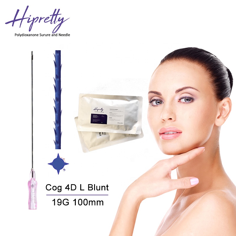Deluxe 19G 100mm korea pdo korea ultra v lifting 4d cog thread lift polydioxanone surgical suture fios de pdo barb