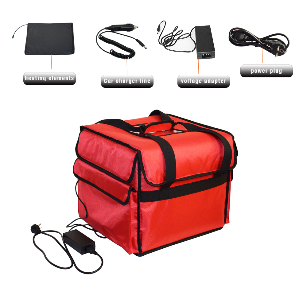 12v Thermal Heated Pizza Bag with Heating Plate Warmer Insulated Food Delivery Bag Zhs