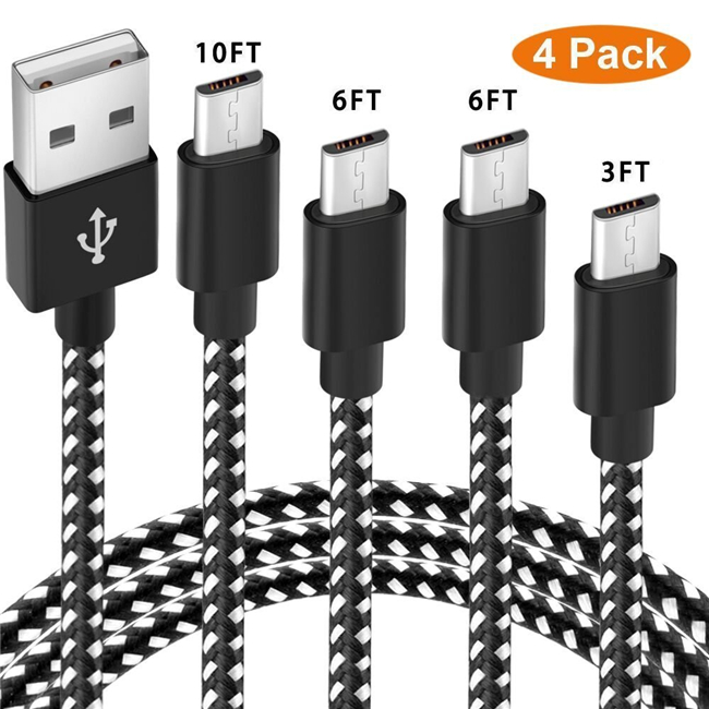 Очень длинные плетеные зарядные шнуры, цветной Micro USB к USB 2,0 для мобильного телефона android