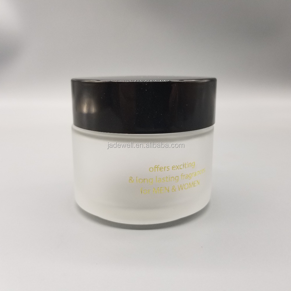 100ml cheap empty frosted matte glass cream jar with black plastic cap