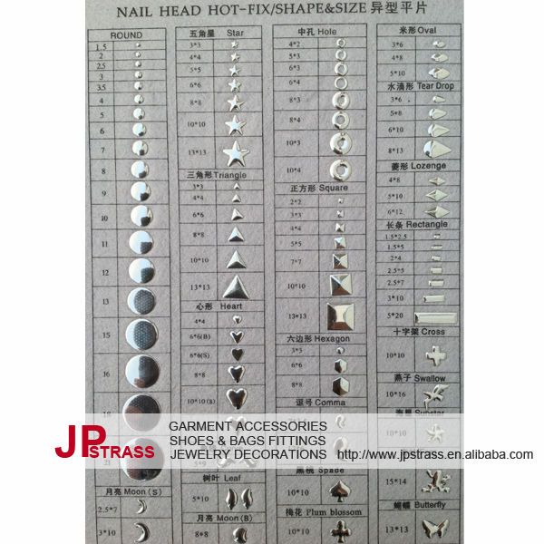 hot fix stones for clothes decoration metallic studs with various shapes