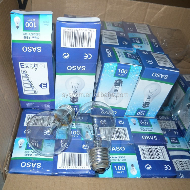 Китайская лампа накаливания Long Life Bulbs 220V B22 E27 Прозрачная/матовая лампа 60 Вт 100 Вт 200 Вт