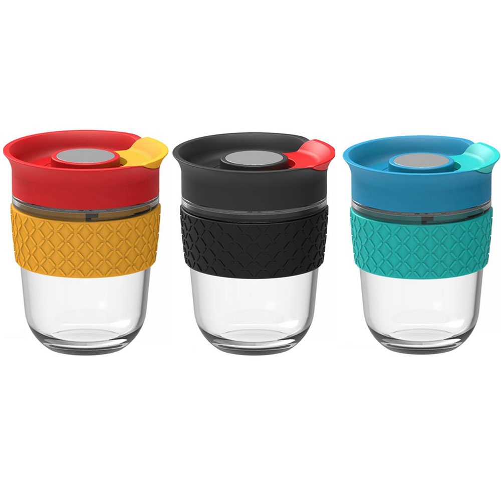 12 oz многоразовый стеклянный чай заварки кофе чашка с крышкой силикона