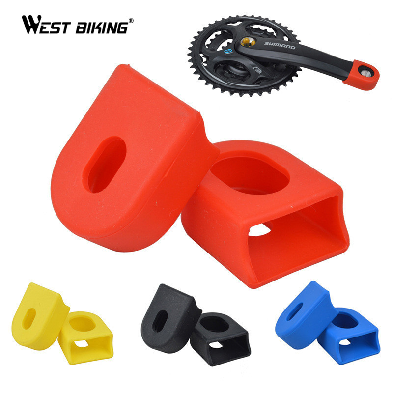 WEST BIKING 1 Pair MTB Road Mountain Bicycle Rubber Crank Protector Case Durable Bike Cycling Bicycle Crank Protective Cover Cap