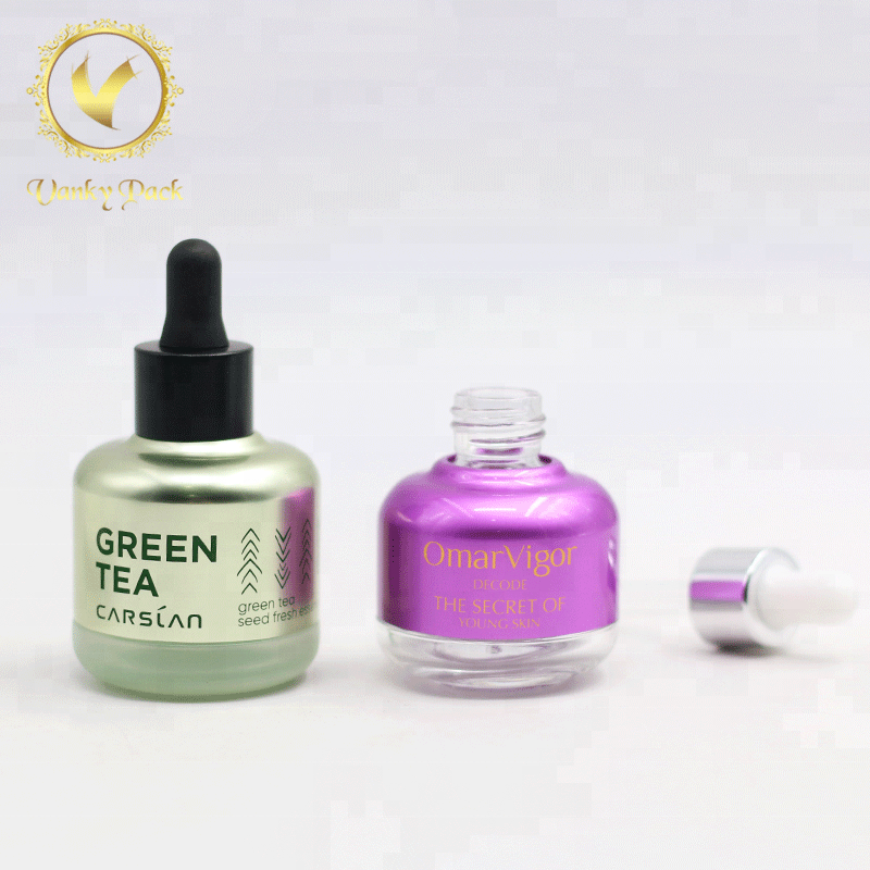 Luxury Aluminum glass bottle essential oil or serum dropper bottle