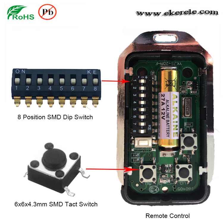 24V DC Чайка крыло SMD 8 полюсный Dip переключатель для дистанционного управления автозатвором