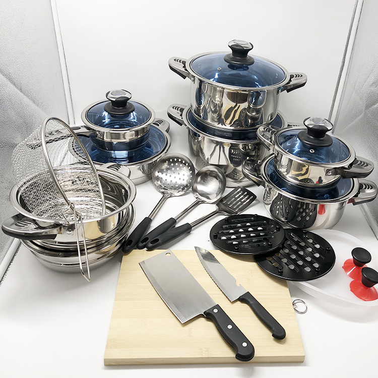 25 piece stainless steel set pot kitchen cookware set stainless steel pot