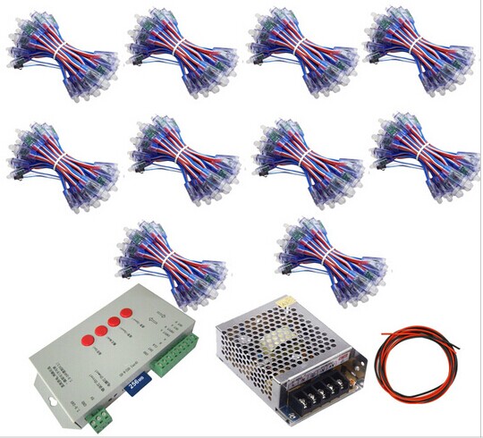 1000 шт. 12 мм IP68 RGB адресуемый светодиодный пиксельный модуль WS2811 для буквенного знака 5 В + T1000S контроллер + адаптер питания Бесплатная доставка