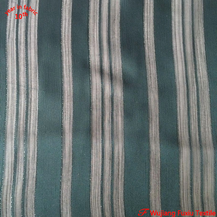 2017 new products satin stripe metallic silver lurex crepe chiffon fabric for summer women dress