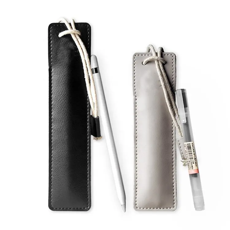 Genuine Full Grain Nappa Leather Double Pen Pencil Case Pouch Holder