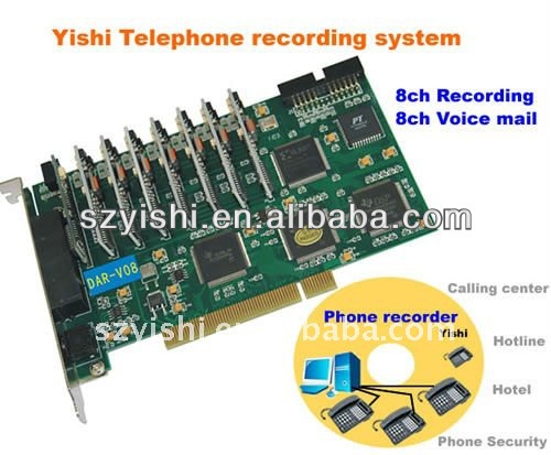8-канальный телефонный записывающий ответчик V08 PCI-карта