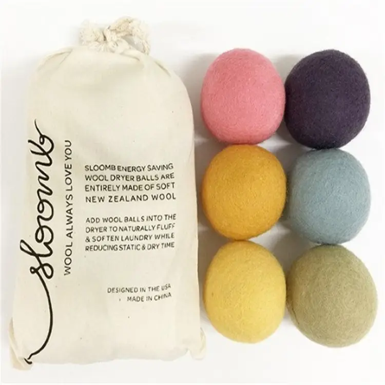 Top seller amazon 6 pack colorful logo wool decorative dryer balls organic