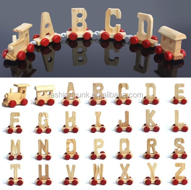 Multifunction educational Children baby toy wooden alphabet train jewelry accessories