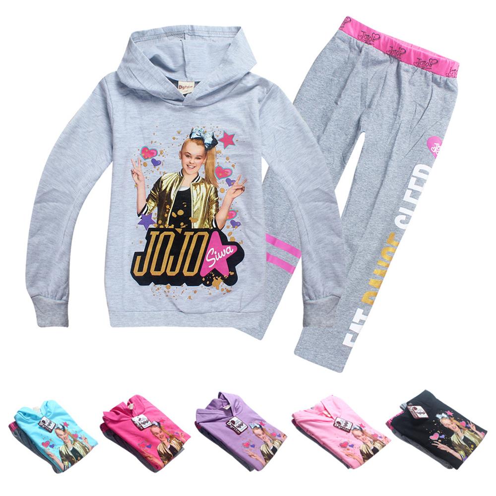 Jojo Siwa для девочек, худи с принтом в виде героев мультфильмов, толстовки; Верхняя одежда; брюки; комплект со штанами для детей