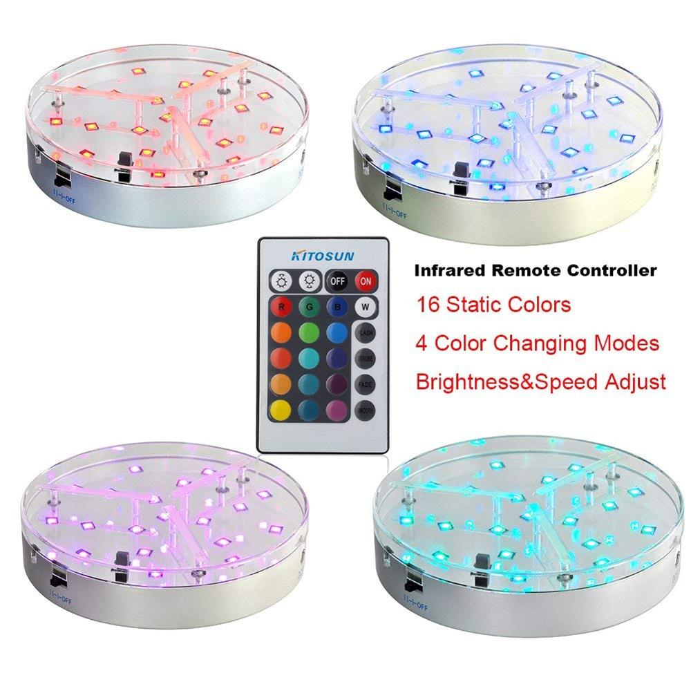 Цветное Изменение RGB, 6 дюймов, светодиодный пластиковый ведро для льда, круглая осветительная база с пультом дистанционного управления для украшения свадебных баров, бутылок