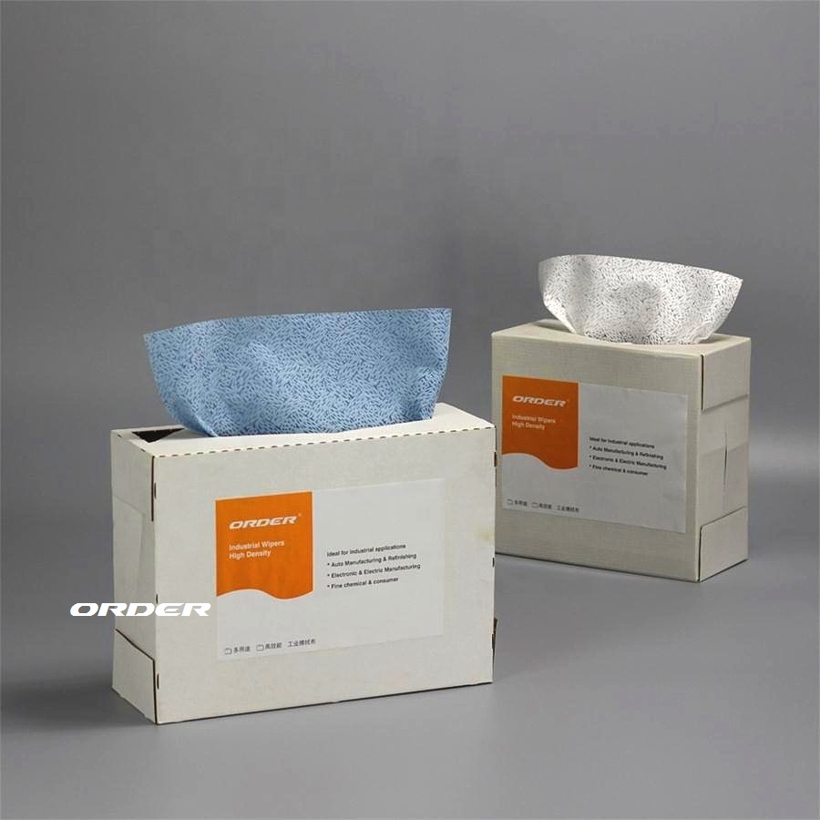 2021 all new interfold blue pop up box nonwoven meltblown industrial cleaning Degreasing Wipers wipes