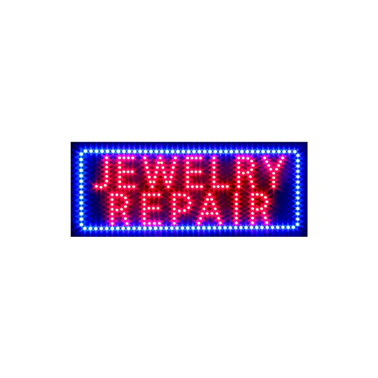 Hidly 13*32 Inch Super Bright Jewelry Repair LED Open Sign, Business Shop Advertising Animated Display Billboard
