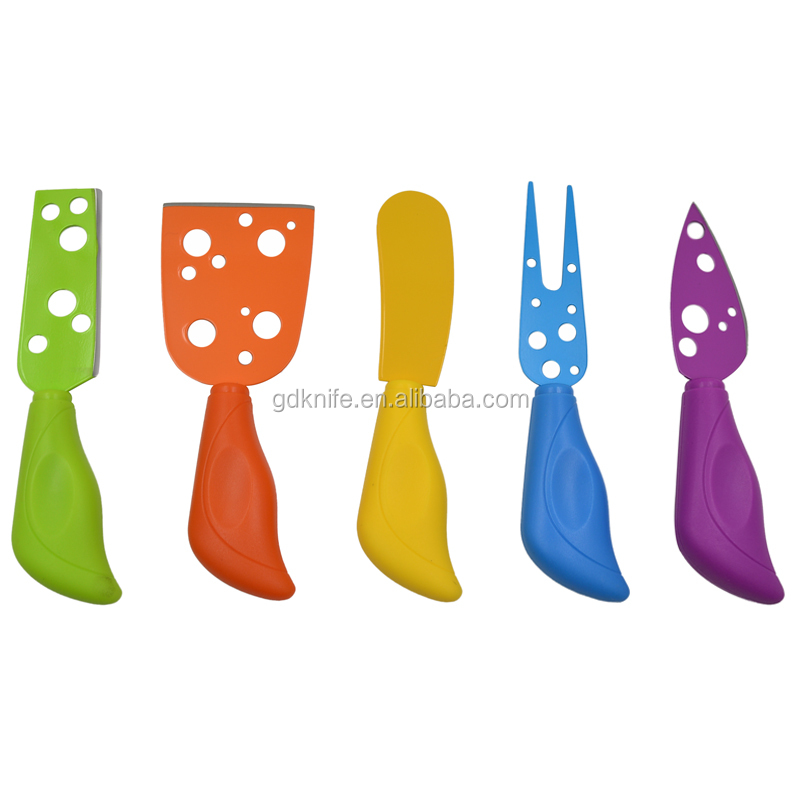 High quality PP handle color coating non-stick cheese knife set