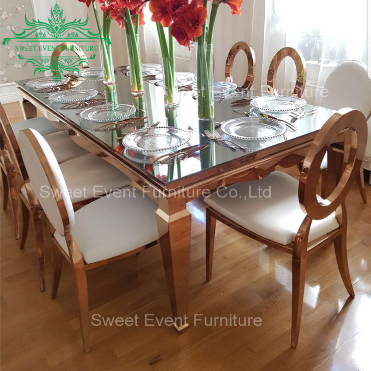 Metal frame stainless steel wedding banquet tables and chairs