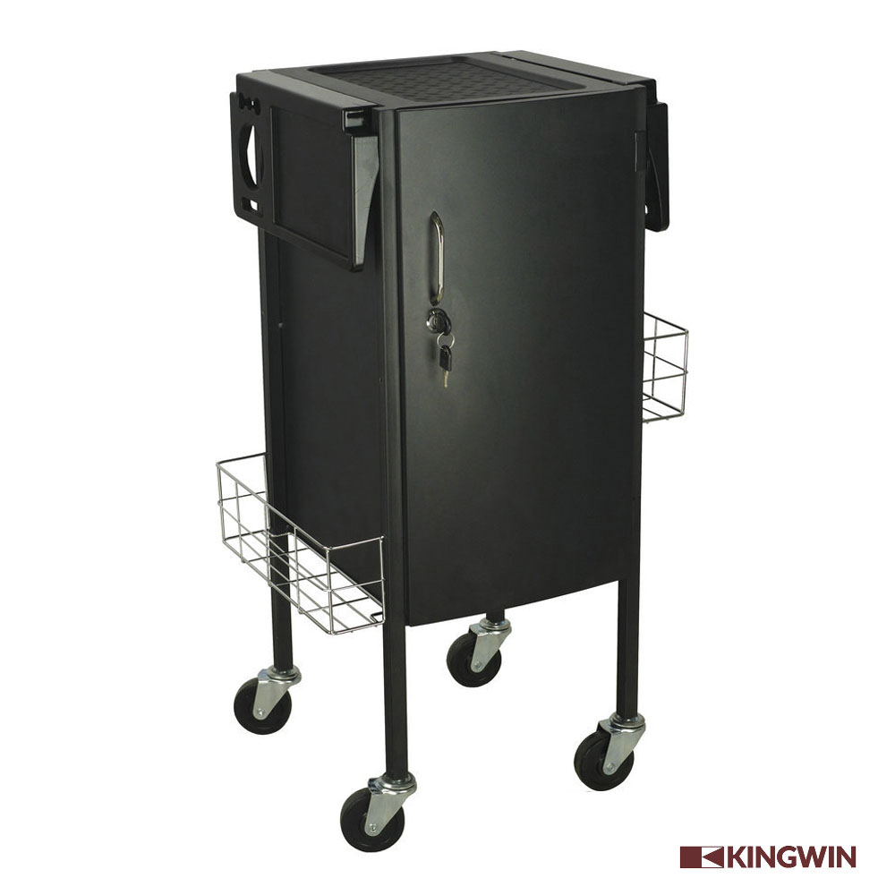 Black Deluxe Lockable Metal Trolley salon equipment