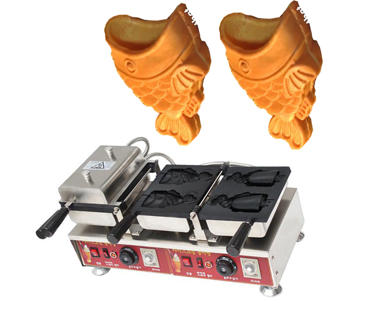 Бесплатная доставка, оптовая продажа, 1 шт., электрическая машина Taiyaki в японском стиле для мороженого, мощность 3200, для коммерческого использования, устройство для конической резки рыбы