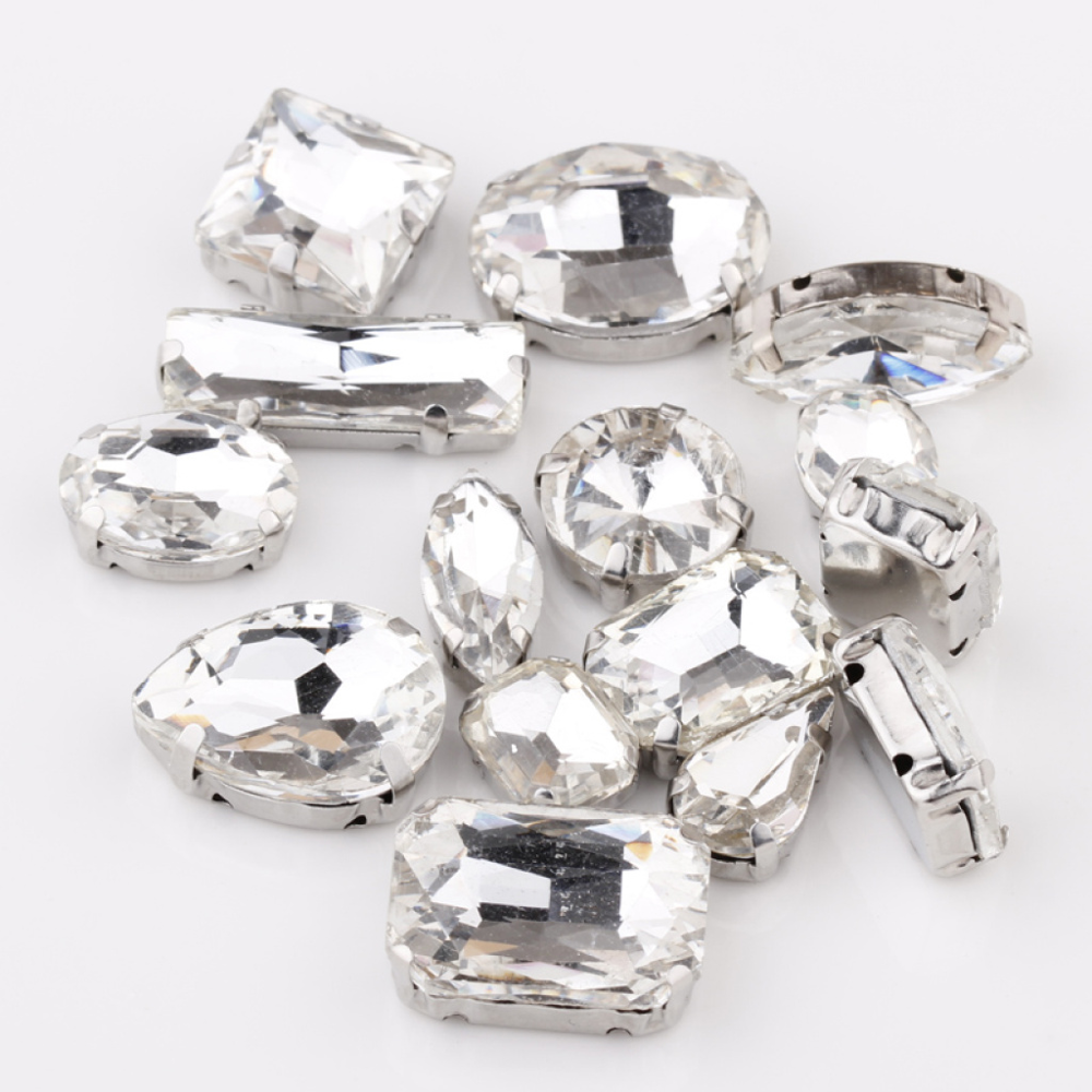 Sewing glass beads with 2 holes crystal and ab crystal fancy decoration in sexy clothing accessory