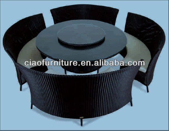 wholesale rattan Restaurant table with a rotating disk