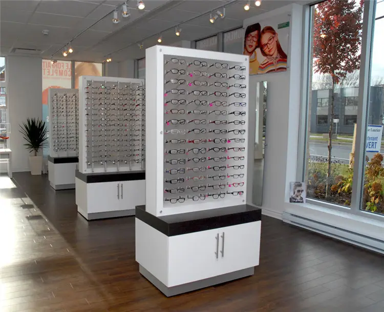 Bespoke Free Mobile Floor Standing Optical Display Stand Eyewear Sunglass Optical Display Cabinets