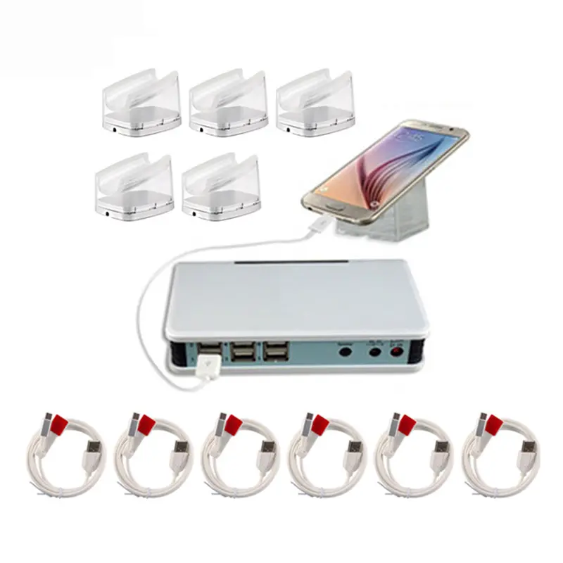 6 Ports Mobile Security Display Stand Controller Smart Cell Phone Anti Theft Alarm Device for Retail Shop