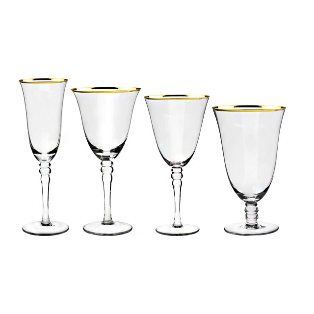 stocked All size gold rimmed bulk crystal wine glass for wedding
