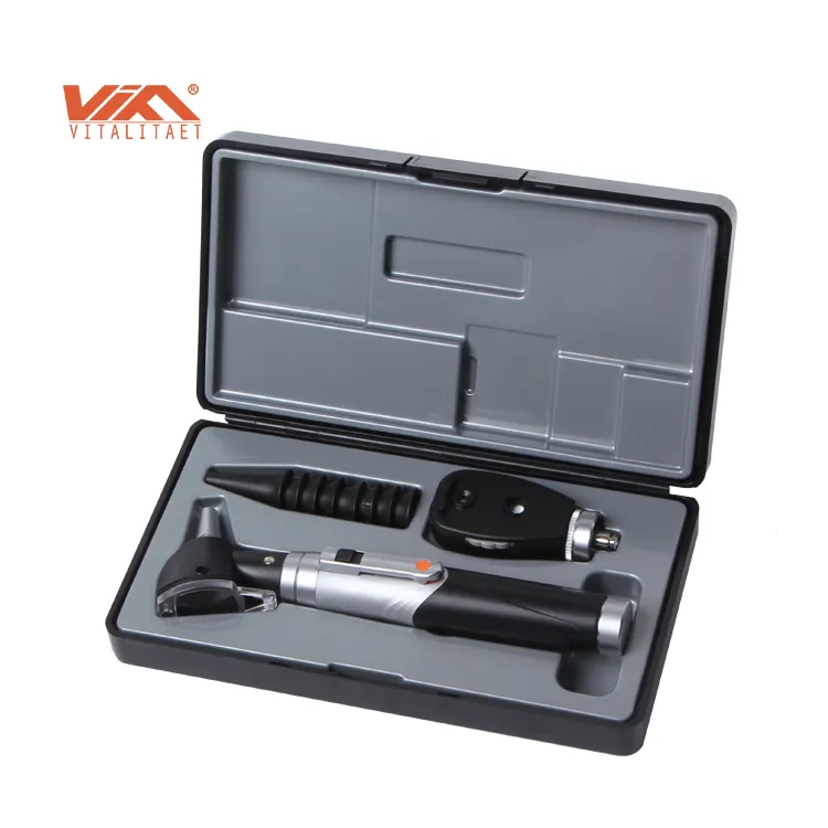 Stable Performance Diagnostic Medical Set Portable Direct Fiber Optical Otoscope Ophthalmoscope Set
