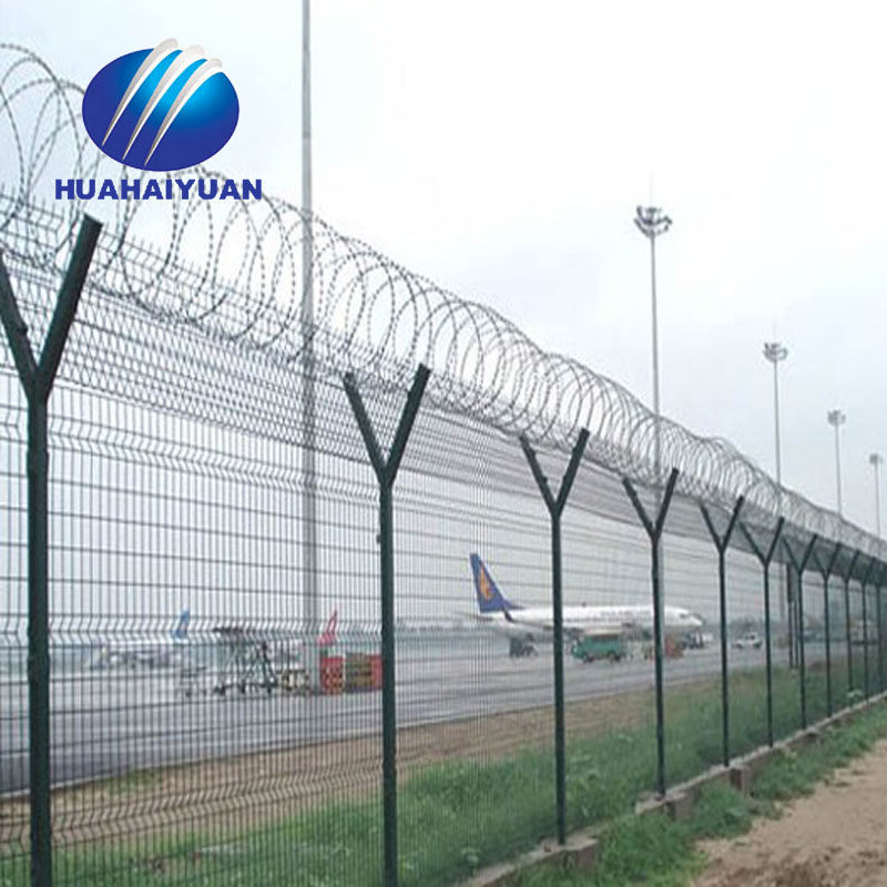 ПВХ Покрытием Аэропорт Забор Анти-подняться с колючей бритвы сварное Сетчатое заграждение безопасности аэропорта проволочный забор