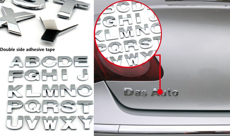 Customize size plastic chrome alphabet letters for car