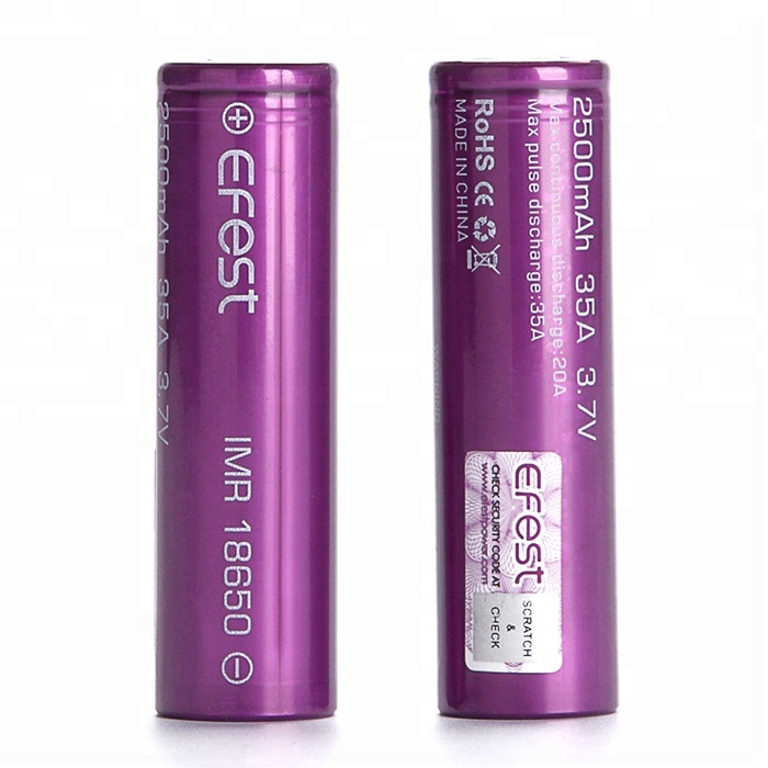 Лучший 35A Vape 18650 батарея Efest 18650 2500 мА/ч, 35A 3,7 V аккумуляторная фиолетовый