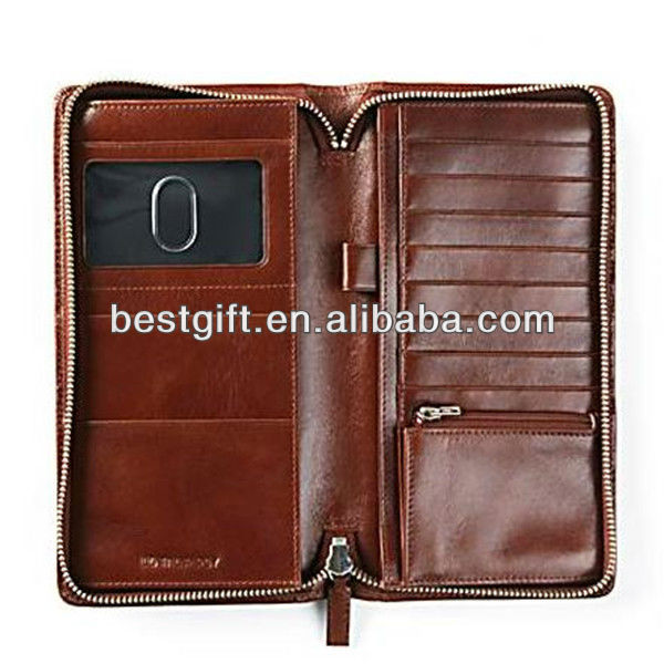 Модные Кожаные Zip Around Travel Wallet молнии Путешествия Обложка для паспорта