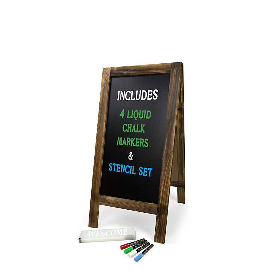 Large Heavy duty Waterproofed Titled Bar Chalkboard A Board Frame Sandwich Pavement sign 1000mm x 610mm DOUBLE SIDED