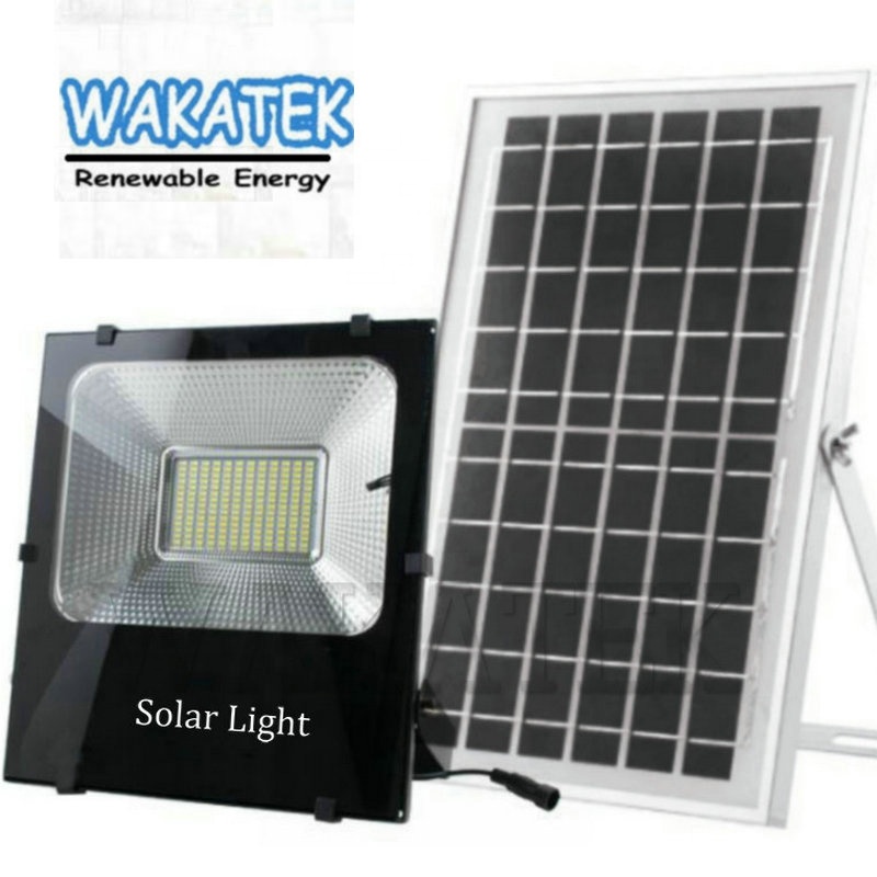 Уличные прожекторы на солнечной батарее Wakatek, 100 Вт, высокие Люмены, уличное водонепроницаемое IP66 с дистанционным управлением, охранное освещение для Ya