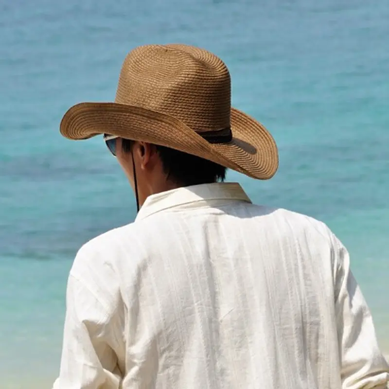 Western Cowboy Straw Hat Custom Mens Hat Beach Sun Hat