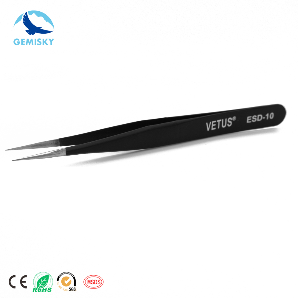 ESD-10 Stainless Steel Antistatic Vetus Tweezer