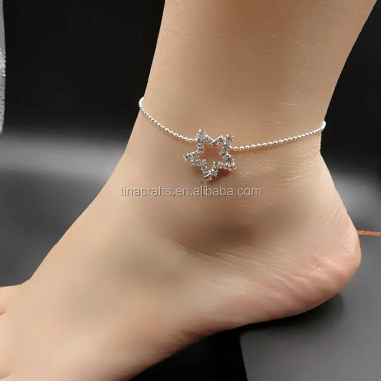 Женский ножной браслет на щиколотку с пятиконечной звездой