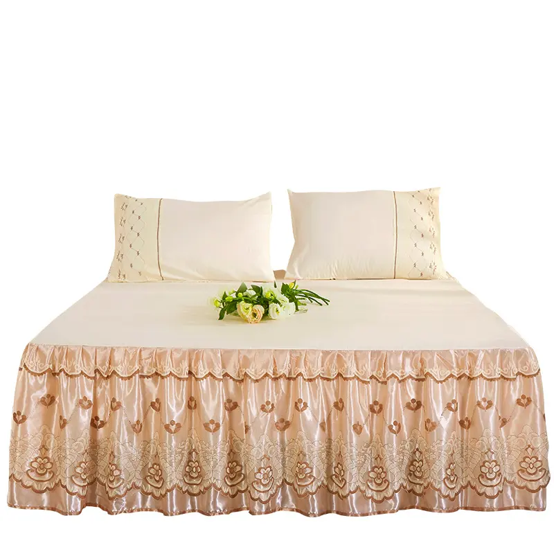 Factory price Europe Style High Quality Soft Sanding Fabric 3D Lace Luxury Decorative Exquisite Home Bed Skirt