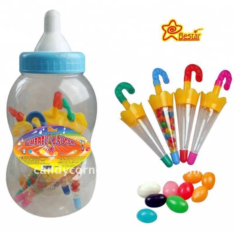 Umbrella-shaped Candy Toy in Baby's small milk bottle with Small Colorful Candy
